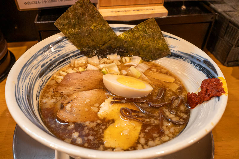 Japan-Takamatsu-Shotengei - I gave up trying to measure 2.7km once I realised it was all lies and went for ramen, an unappealing colour, but very nice.