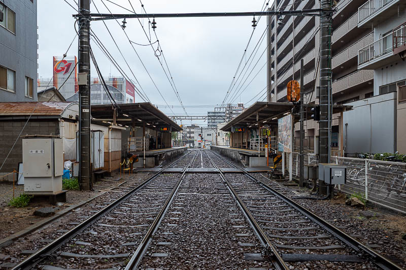 Trip 13 to Japan - October and November 2025 - Very grey and rainy. Luckily a train did not come while I was standing here.