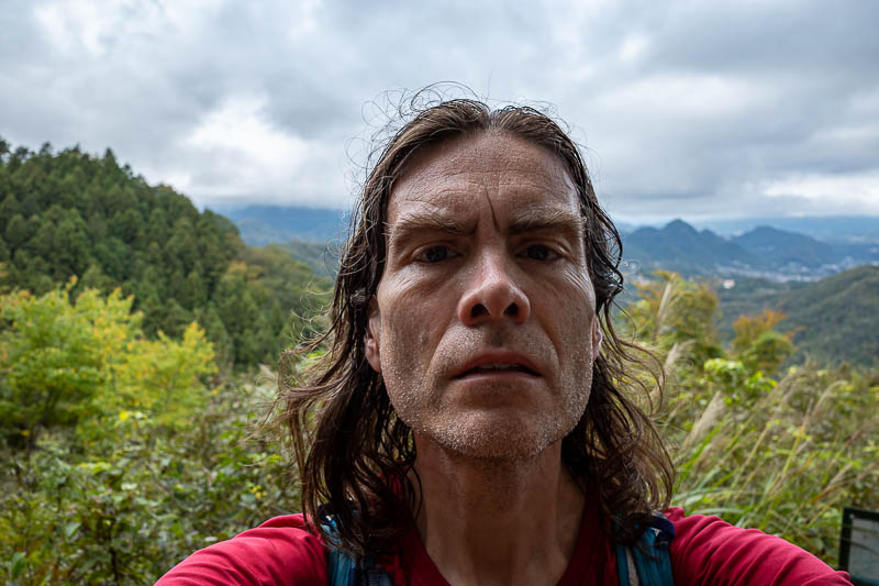 Japan-Tokyo-Hiking-Hachiokayama - Here I am, unshaven. I am basically wearing running clothes (full length tights) today, to fight off leeches.
