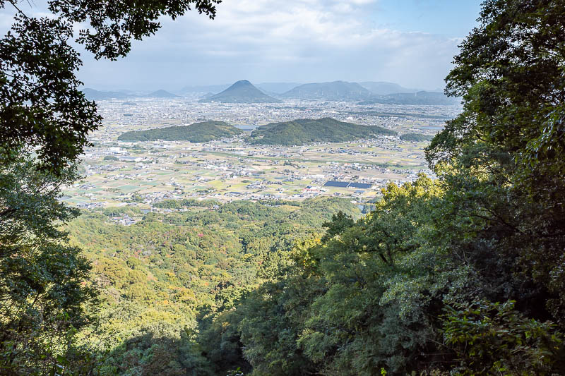 Japan-Takamatsu-Hiking-Kotohira - More view from a gap in the forest on the side of a steep mountain.