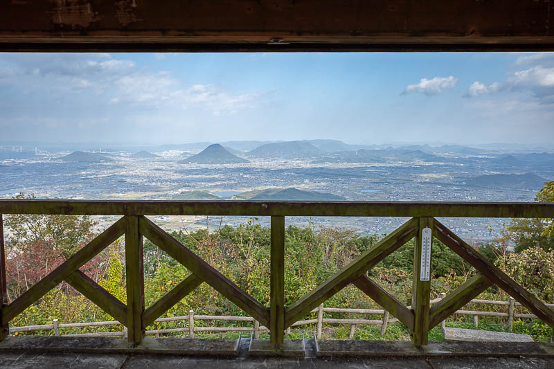 Japan-Takamatsu-Hiking-Kotohira - The view from the top, with a bit of the viewing platform.