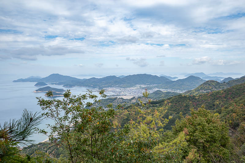 Japan-Takamatsu-Hiking-Mount Inazumi - Interesting clouds. The whole coast is little cities between little mountains.