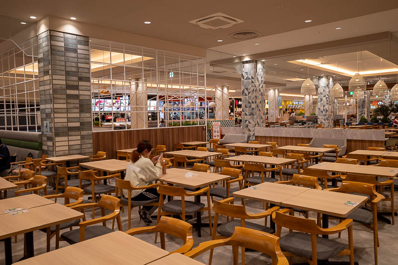 Japan-Takamatsu-Okonomiyaki-Mall - An excellent food court. It was called Food Marina, despite being far from the ocean. I like all the empty seats, allowing me to sit far away from any