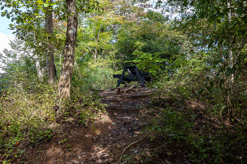 Japan-Tokyo-Hiking-Hachiokayama - One of the non remarkable almost no view to speak of summits. Generally denoted by a picnic table.