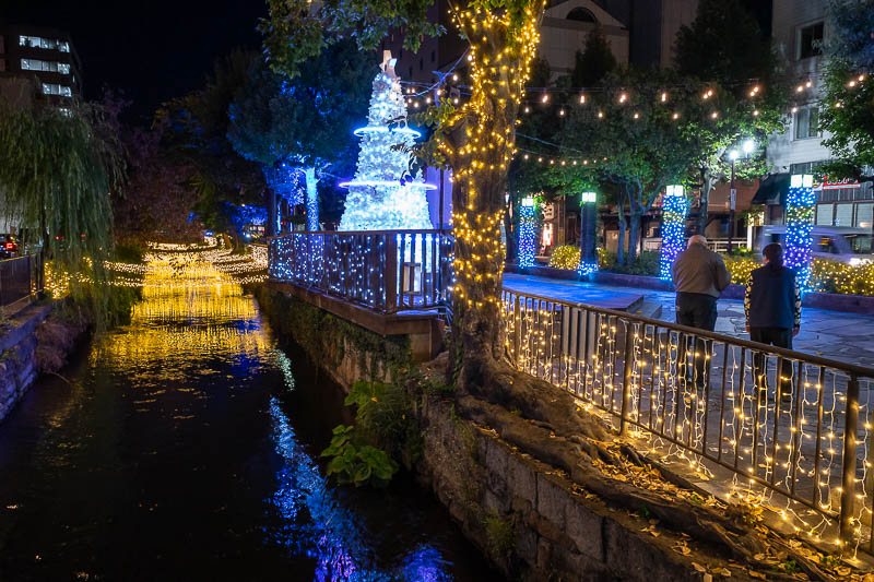 Trip 13 to Japan - October and November 2025 - I followed this river for a while, the lights make it hard to see stairs.