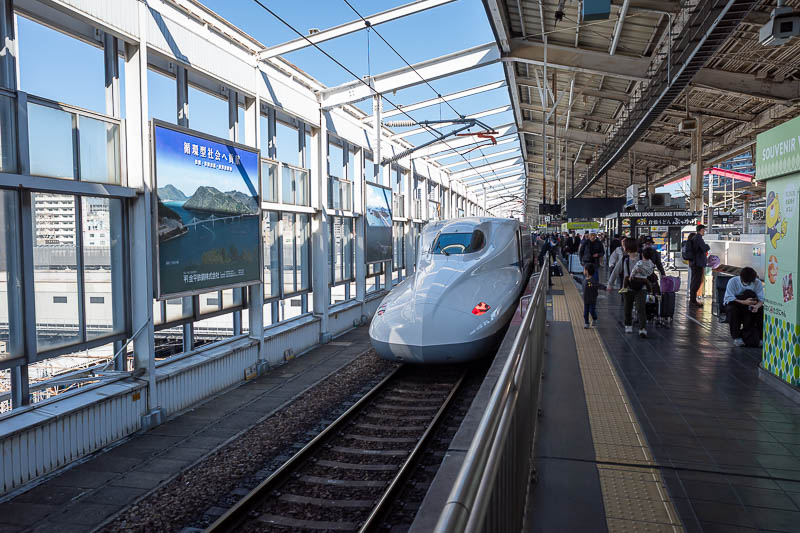 Japan-Okayama-Tokyo-Shinkansen - Here is a bullet train. Not my bullet train as Okayama is a station where it stops only for a few seconds. However they are all the same so you get th