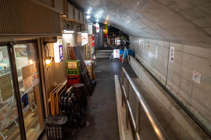 Japan-Tokyo-Yurakucho-Shimbashi - Now it is time to explore the tunnels under the trucks. Modern and concrete.