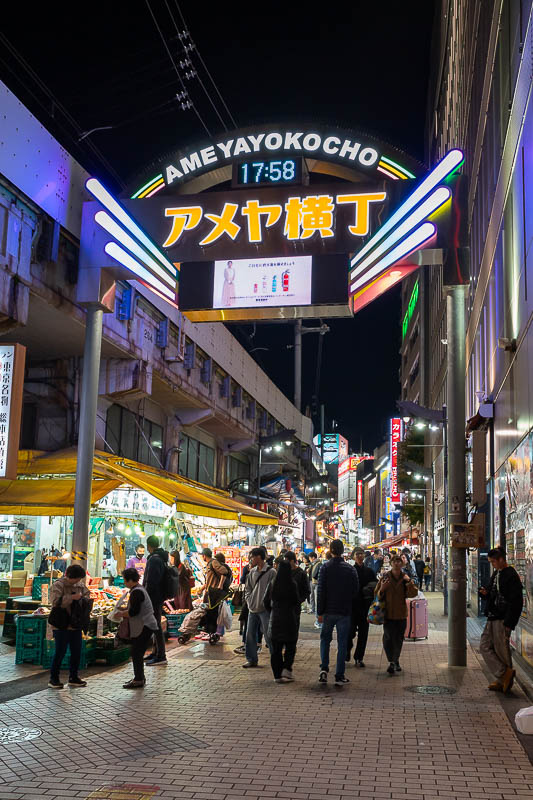 Japan-Tokyo-Ueno-Tempura - Ameyayokocho is the place to go if you are an American soldier and ww2 recently ended. Although I just learnt it is also possibly 'candy store street'