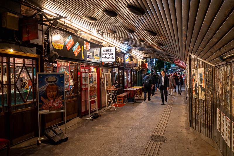 Japan-Tokyo-Yurakucho-Shimbashi - This train tunnel is lined with old bits of metal.