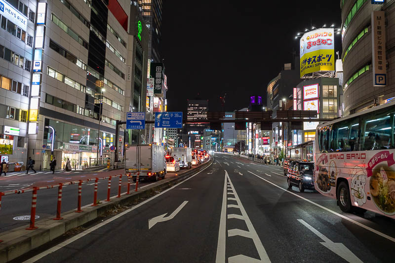 Japan-Tokyo-Shinjuku - This is the main street outside the non Kabukicho side of Shinjuku station. I like to stand in the middle of the road near buses.
