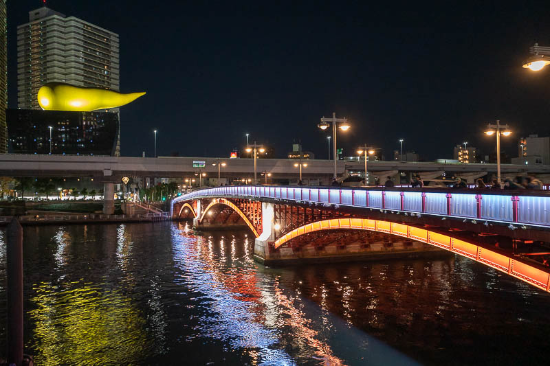 Japan-Tokyo-Skytree - Time to cross the bridge in the direction of the NHK golden slug.