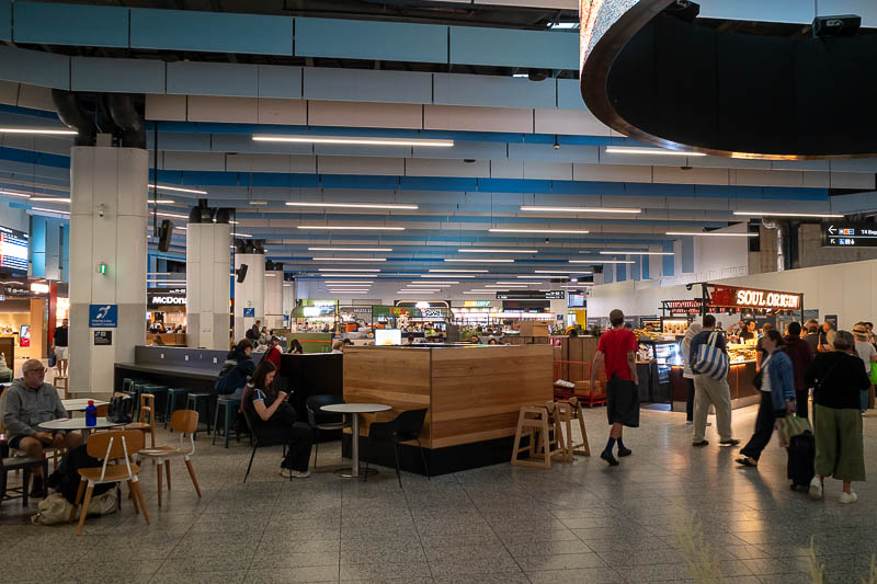 Melbourne-Airport - Since this is a domestic flight to Sydney, behold the Melbourne domestic airport food court. Checking in for an international connection these days is