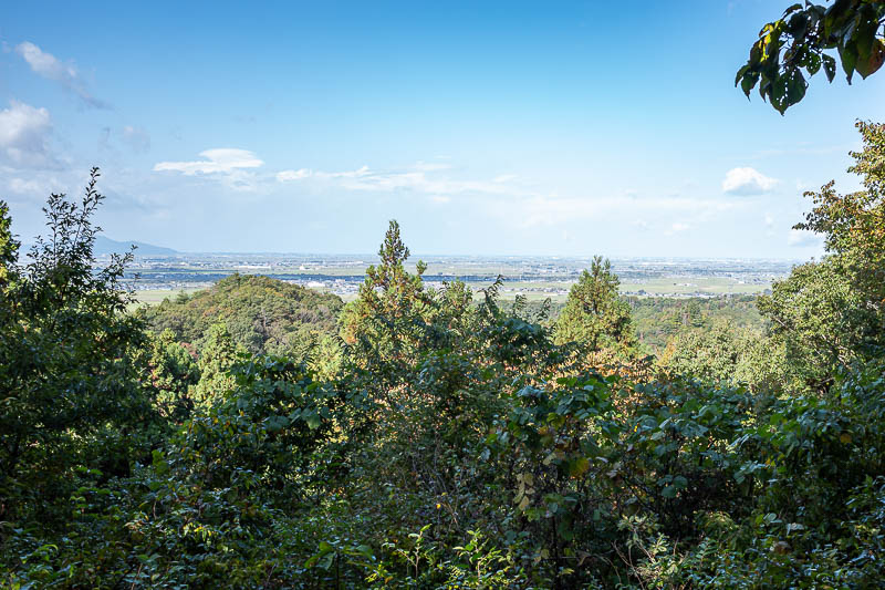 Japan-Niigata-Hiking-Bodaijiyama - One of the only views I will get today. Not a great view, but look at all the blue sky! Confidence building.