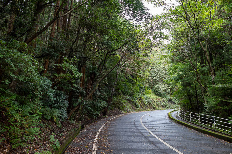 Japan-Tokyo-Hiking-Kasama-Wakaguni - The road to get to the trail start is a famous cycling road. Many signs discussing the gradient and past winners. This is actually steep uphill despit