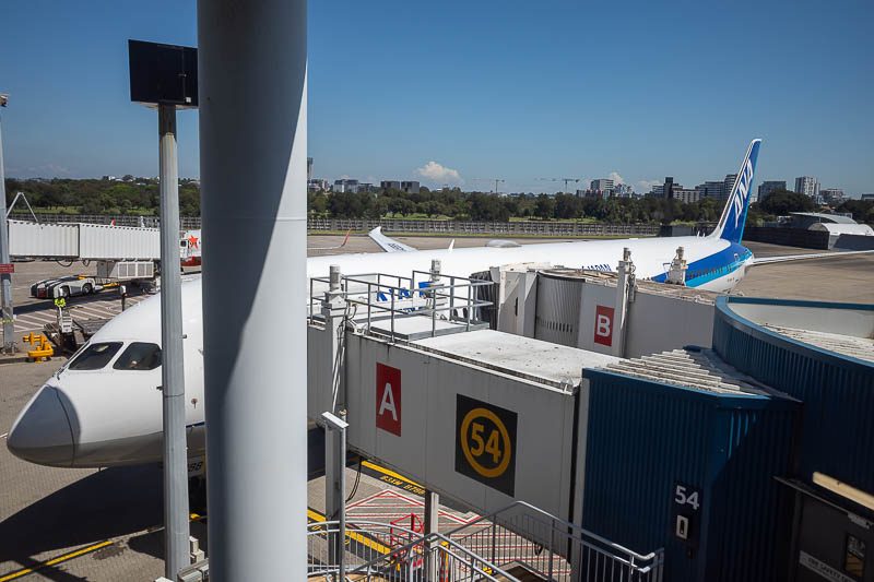 Japan-Tokyo-Airport-Haneda - Here is a shot of my 787 Dreamliner still in Sydney. It arrived late but we left on time. This photo is the best I could do due to the weird angles an