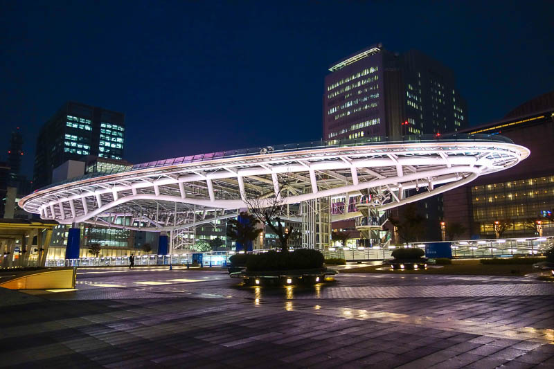 Japan-Nagoya-Rain-Illumination - The bus station, and it appears you can get on the roof! I ran up the stairs.