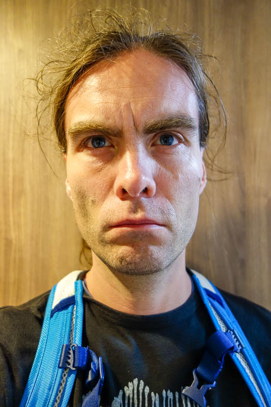 Japan 2015 - Tokyo - Nagoya - Hiroshima - Shimonoseki - Fukuoka - And finally, back at my hotel room, this is what I look like after many hours of swinging off the side of a mountain.