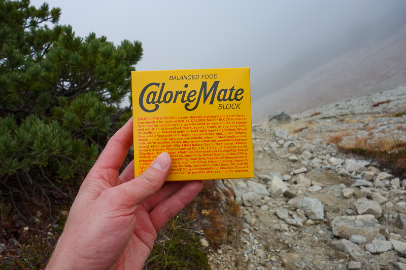 Japan-Tateyama-Kurobe-Alpine-Hiking - After climbing up the rock slide, it was time for a snack, my Korean favourite Calorie Mate! I was excited to keep going.