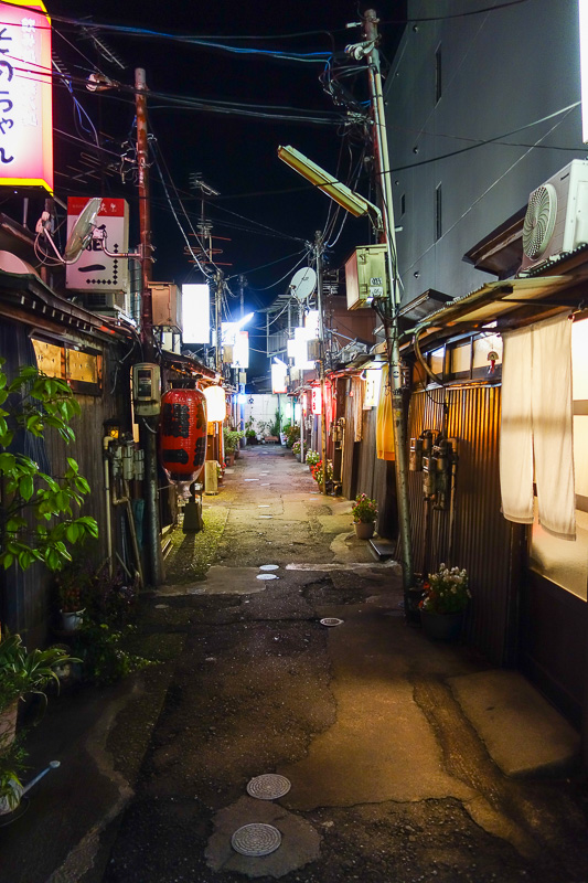 Visiting 9 cities in Japan - Oct and Nov 2016 - Tiny bar alley, one of many. Fire hazard.