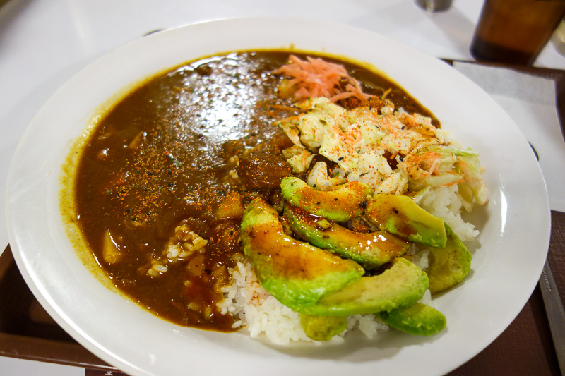 Visiting 9 cities in Japan - Oct and Nov 2016 - Moar curry, moooaaar. This time its mainly vegetable curry with avocado and coleslaw. Those things are a great mix.