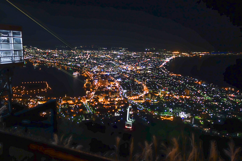 Japan-Hakodate-Hiking-Hakodateyama - View from the top of a cable car on its way down. Supposedly the best night view to be had anywhere in Japan. I kind of think Shimonoseki would be bet