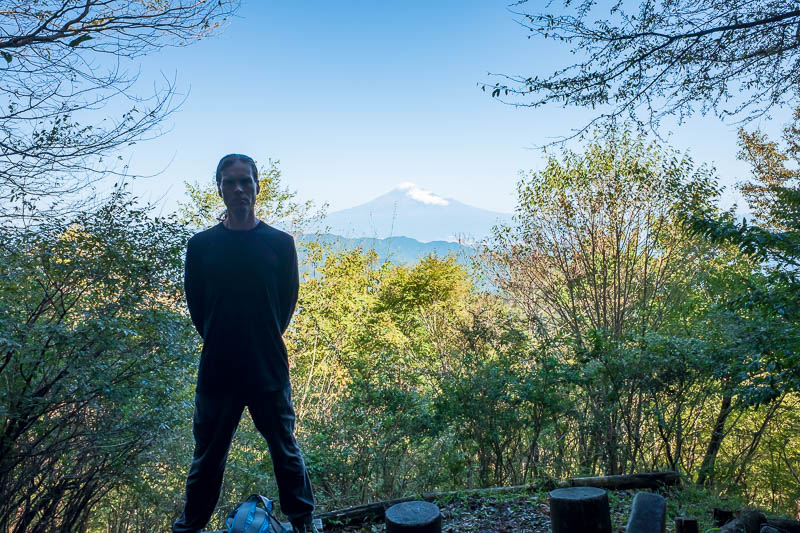 Japan-Shizuoka-Hiking-Mount Ryuso - Terrible lighting for my shot with Fuji today. I dressed all in black in case I needed to fight ninjas. They must have heard I was coming and fled.
