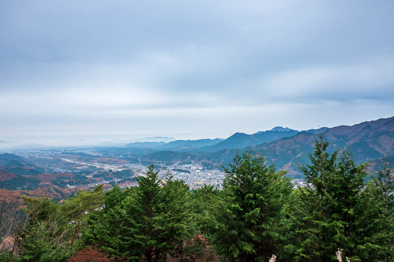 Japan-Tokyo-Nikko-Hiking-Mount Toyama - And there is Nikko as seen from the top. With fog over the hills in the background. It was getting dark and starting to drizzle.