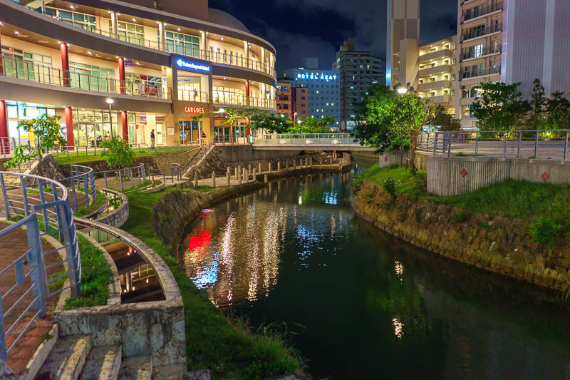 Japan-Naha-Food - Very dark here, but still a nice photo. There is a river of sorts running through and under the city, it looks like you can walk along it at night, pr