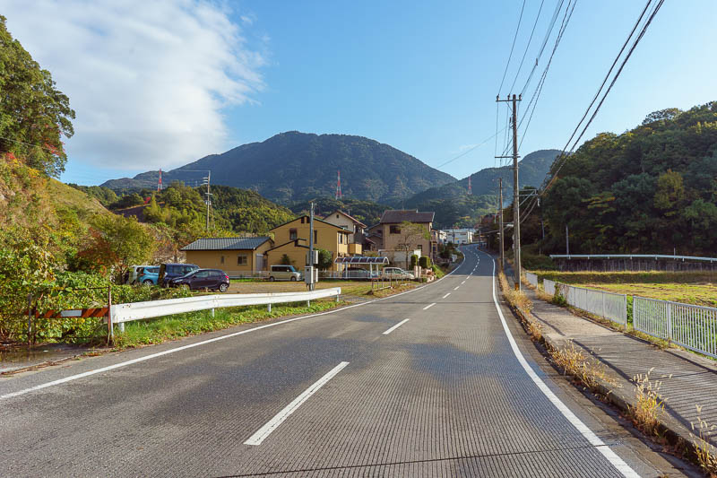 Japan-Fukuoka-Hiking-Dazaifu - Here is my mountain, and a road. Well its part of the mountain. The range extends along behind it.