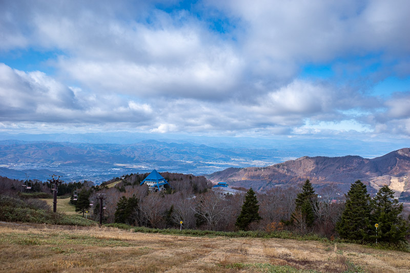 Japan-Yamagata-Hiking-Mount Zao - There is a whole network of connected ski trails. Lots of ropeways but these were not operating yet. There was no one else at all on the side of the m