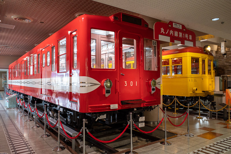Japan-Tokyo-Museum-Train - These are the two full train carriages in the metro museum. The one on the right is a full replica of the first ever subway train to operate in Tokyo.