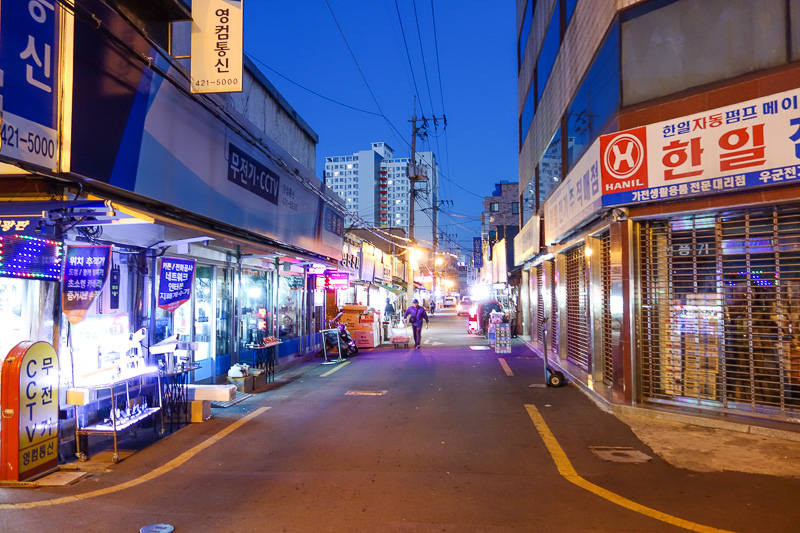 Korea again - Incheon - Daegu - Busan - Gwangju - Seoul - 2015 - Karaoke supplies street. More like Karaoke supplies suburb, its many streets by many streets of cheap DJ and Karaoke gear. Every home needs a 4000 wat