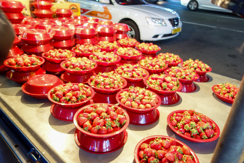 Korea again - Incheon - Daegu - Busan - Gwangju - Seoul - 2015 - Red strawberries in red buckets under brilliant white light broke my cameras super intelligent auto night setting. Note I never ever ever ever use fla