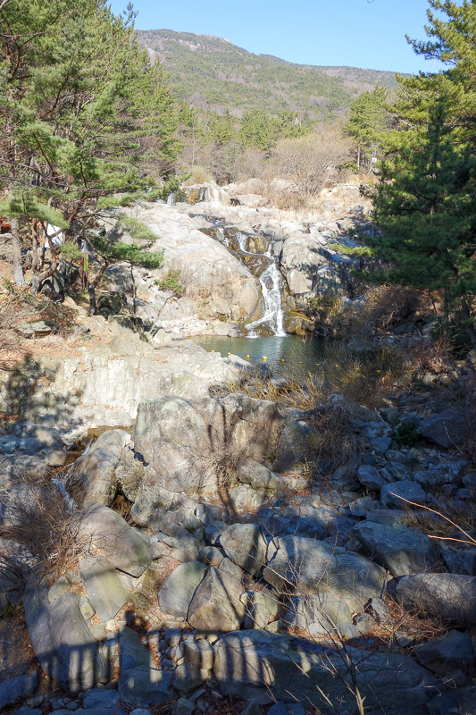 Korea again - Incheon - Daegu - Busan - Gwangju - Seoul - 2015 - The lower areas of todays hike, basically in a park, featured a few waterfalls. There was no snow or ice at all today.