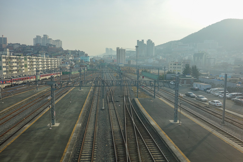 Korea again - Incheon - Daegu - Busan - Gwangju - Seoul - 2015 - This is a train station near my hotel in Busan, that is now very rarely used. Theres a very sad looking dunkin donuts store in there, and no people. I
