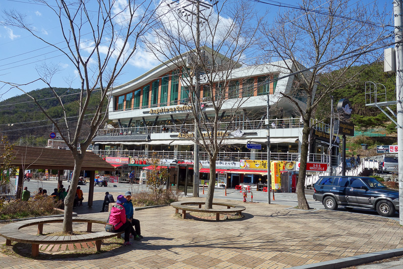 Korea-Gwangju-Hiking-Mudeungsan - Yes, that is a coffee shop. One of 3 or 4 similarly sized ones. This place is very popular in summer, the car park was huge, and the town a bit furthe