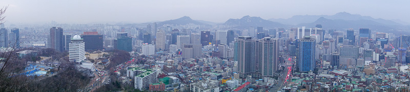 Korea again - Incheon - Daegu - Busan - Gwangju - Seoul - 2015 - Panorama time! Mountains behind mountains! Time to study.