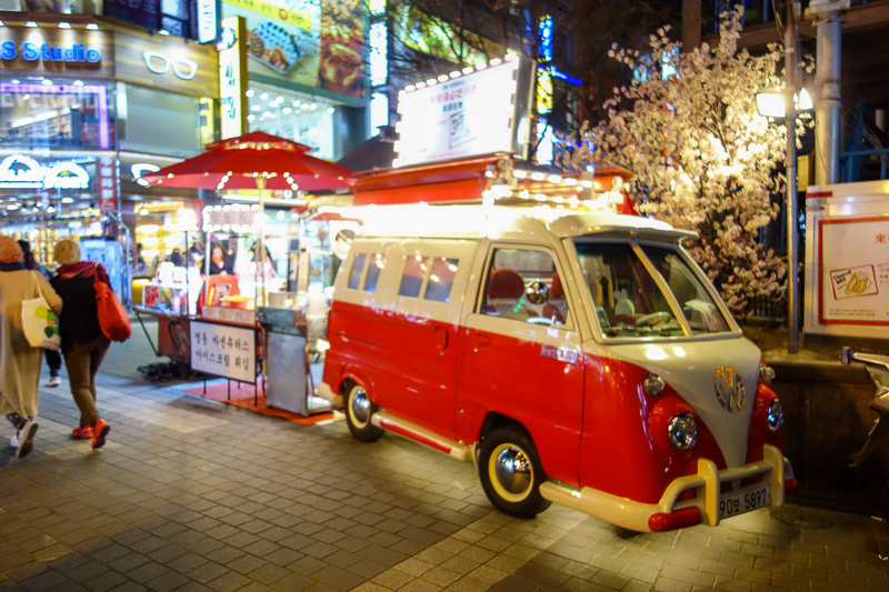 Korea-Seoul-Myeongdong-Namdaemun - Slightly out of focus, but I had a churros to round out my pancakes. I dont think thats a real VW, but they make good churros.