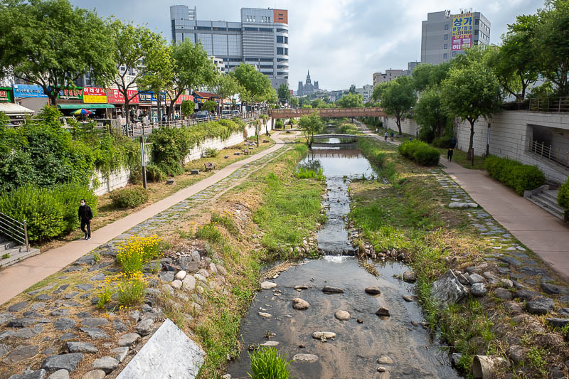 Korea-Suwon-hwaseong fortress - Suwon has its own sewer park stream. It is very long and quite nice and I detected no odour.
