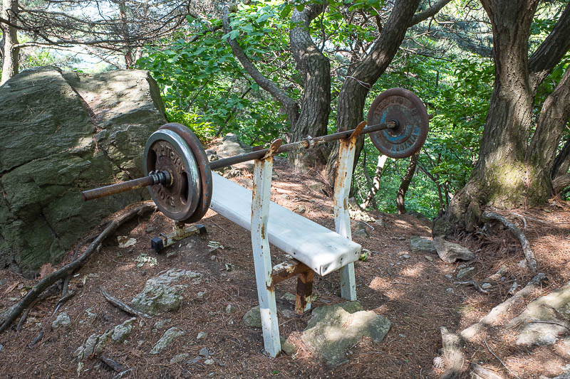 Korea-Suwon-Hiking-Gwanggyosan - And then you can pump out a few sets. Someone carried this up here.