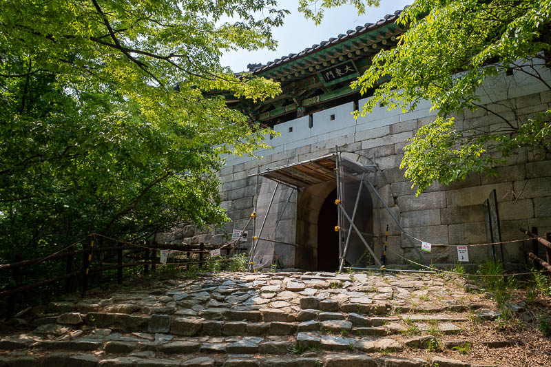 Korea-Seoul-Hiking-Bukhansan - There were a number of these gates through the wall at different points, I estimate the wall was about 3km total length. It looks new, and other bits 