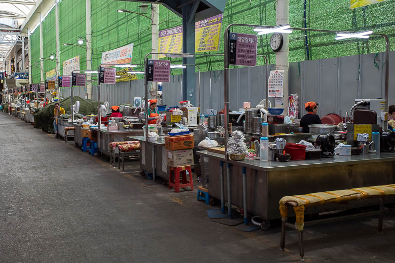 Korea for the 4th time - May and June 2022 - These all appear to be identical mini food stalls. It is early so they are not serving anything yet, and it looks like they all prepare the same thing