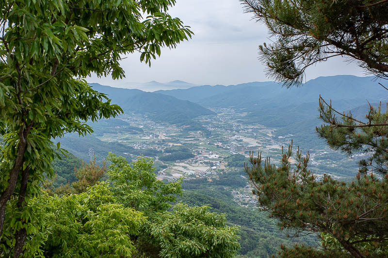 Korea-Daegu-Hiking-Yongjibong - Farms were also visible on the far side of the mountain.