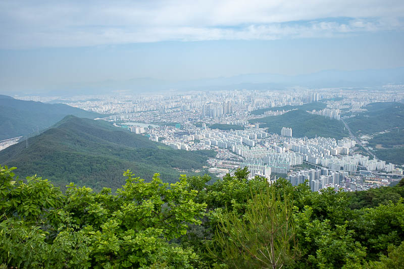 Korea-Daegu-Hiking-Yongjibong - View from the top. Quite a good view actually. So many white buildings.