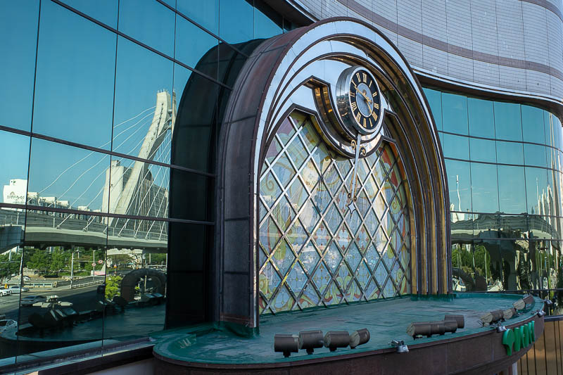 Korea for the 4th time - May and June 2022 - The monorail station exits into a store with a cool clock. OK I lied, you can see the monorail bridge in the reflection.