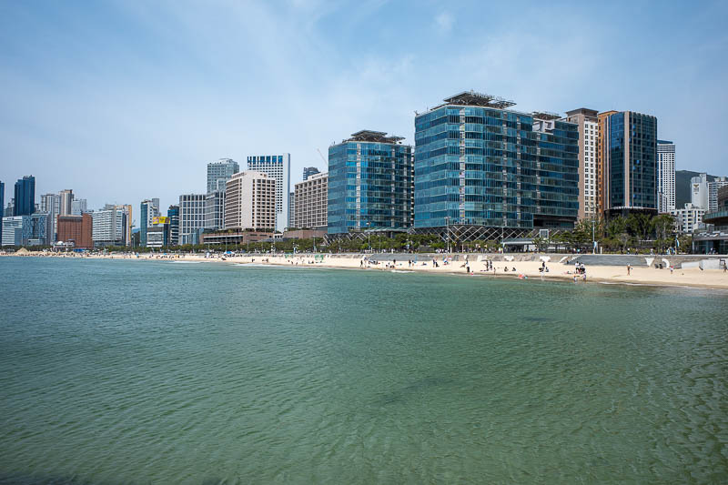 Korea-Busan-Beach-Haeundae - It is actually a nice long, clean beach. Water looked clean too.