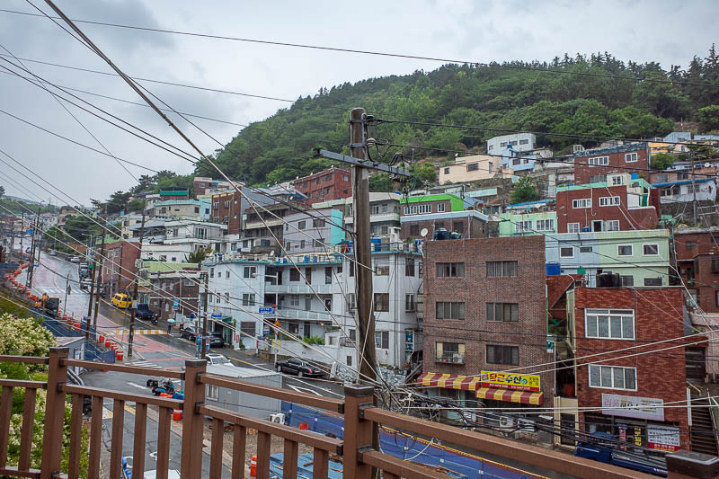 Korea-Busan-Rain-Gamcheon - It may be old, but it still has more wires than seems reasonable.