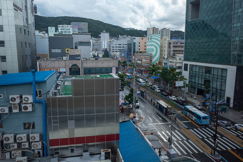 Korea-Busan-Food-Doria - This is the view from my hotel. Wet streets.
