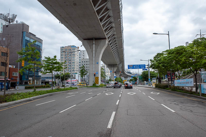 Korea-Busan-Hiking-Taejongdae - The giant highway overhead is for cars only, no subway on the island. This is the highway that those weird bridges that seem to encircle every beach c