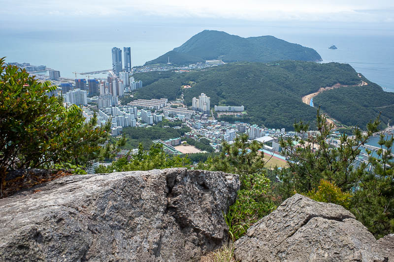 Korea-Busan-Hiking-Taejongdae - OK, here you can see 2 more green areas. The closer one was my original plan for today, note the road being built on it, that cancelled my plan to go 